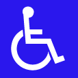 O símbolo internacional do acesso descreve uma pessoa em uma cadeira de rodas.